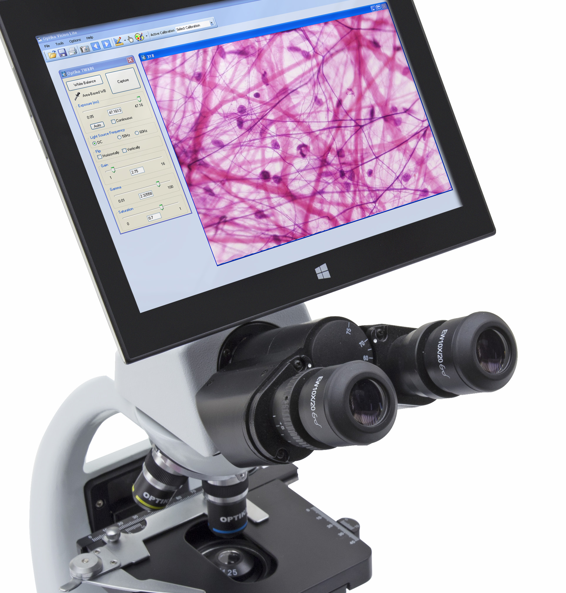 Optika DM-25 - Microscope numérique binoculaire, 3 Mpixels, avec